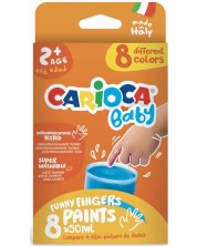 Бои за рисуване с пръсти Carioca Baby - 8 цвята, 50ml  -1